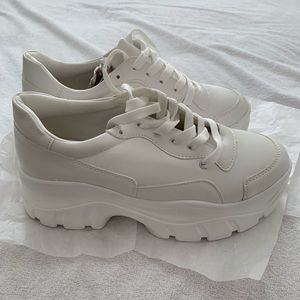 White Chunky Platform Sneakers